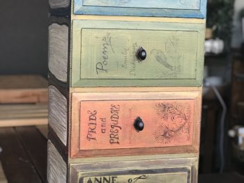 Painted Vintage Books on Dresser Drawers