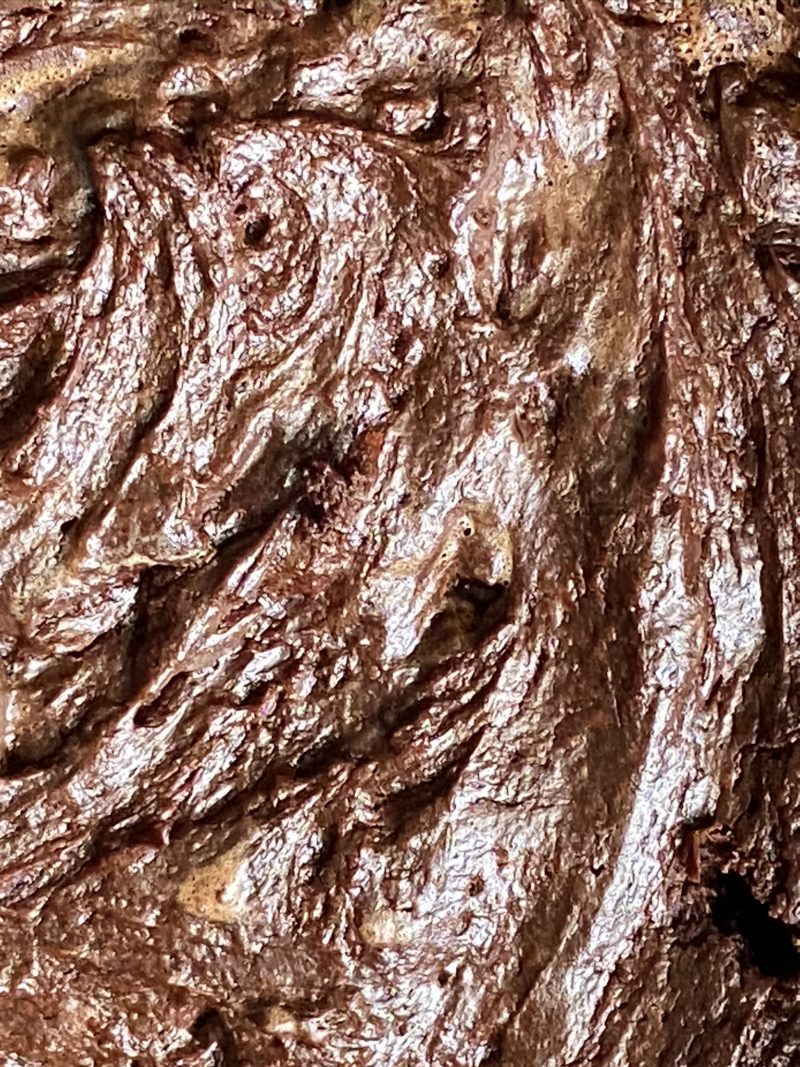 Baked GF and Keto Chocolate Cake in the pan close up