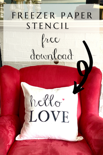 Pinterest graphic to get free download of "hello love" stencil