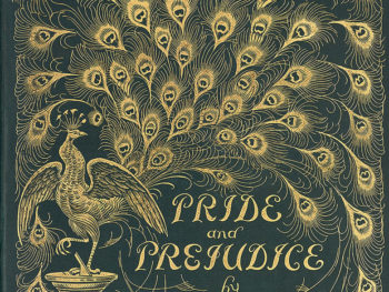 Pride and Prejudice Jane Austen book cover beautiful green and gold feathers