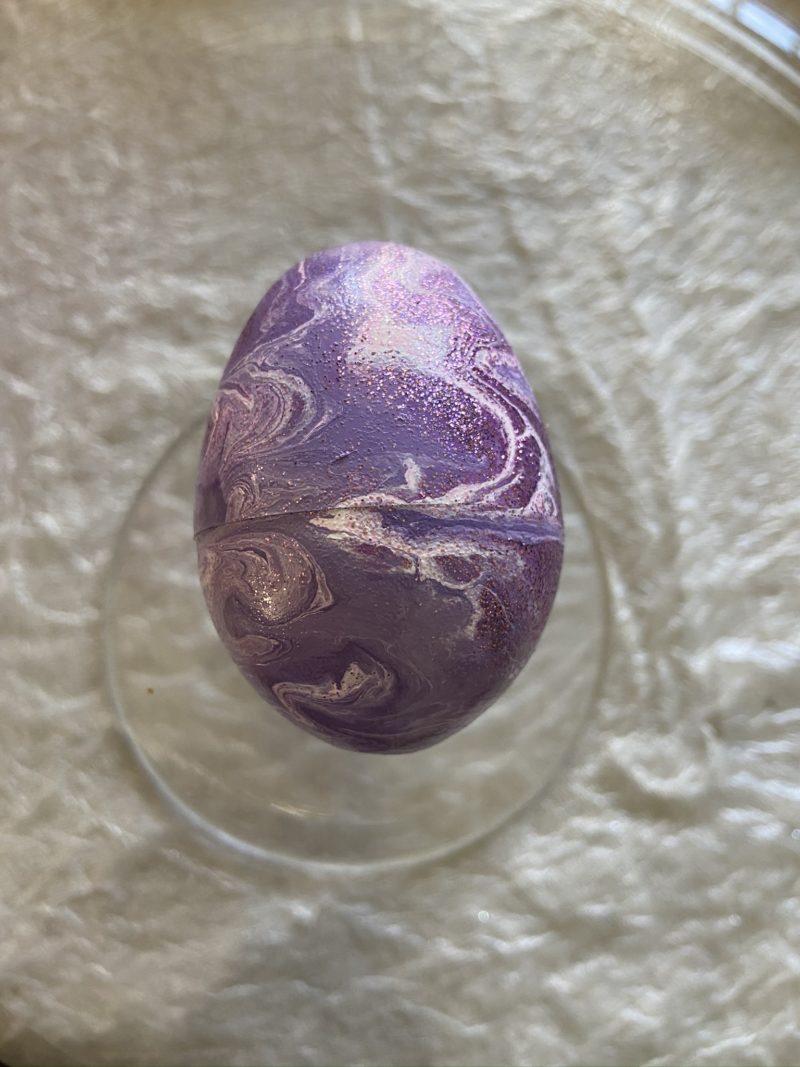 nice seam on purple painted easter egg