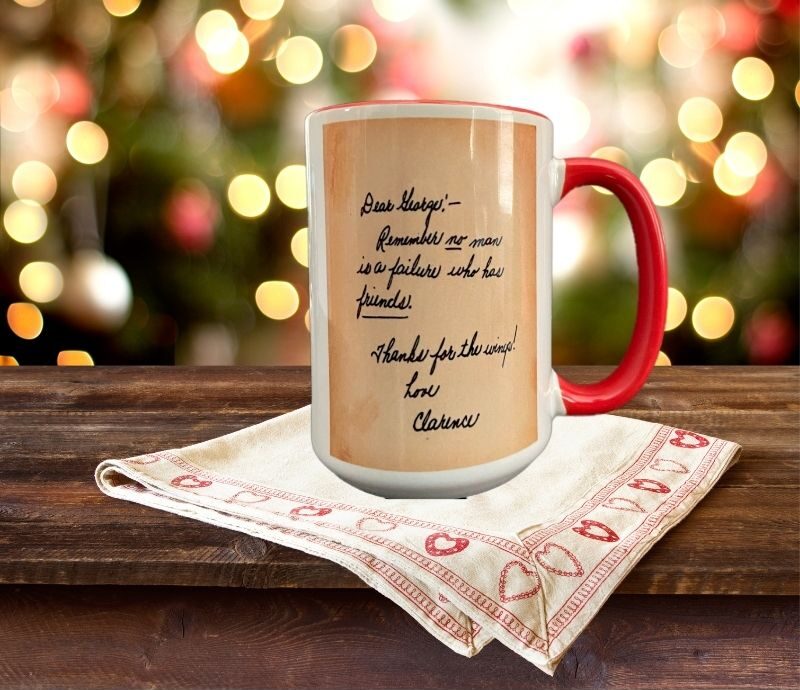 Its A Wonderful life digital download printable Quote on a Mug with Christmas Background