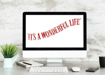 Digital Download  words "It's a wonderful life" in red text as a computer background wallpaper